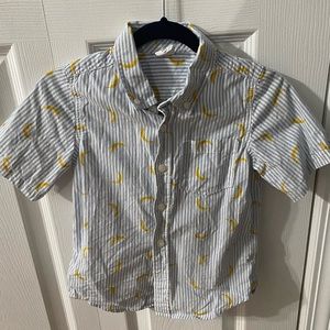 Button down shirt 4 years toddler. Blue and white striped with banana print!
